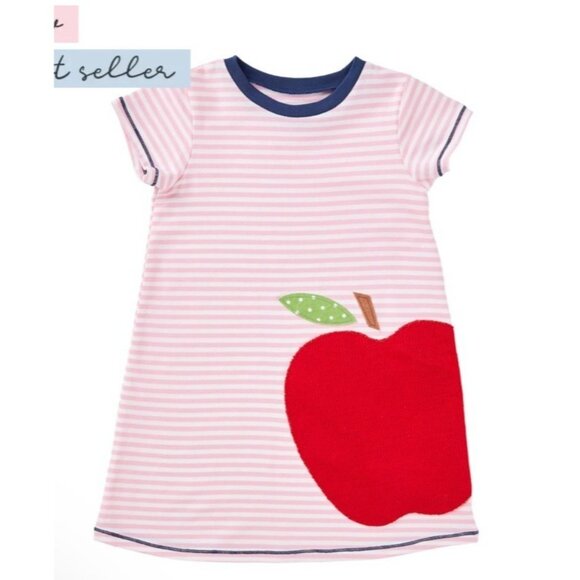 Mud Pie apple Dress Back to School Fall Apple picking NWT 12-18m pink red appliq - Picture 6 of 6